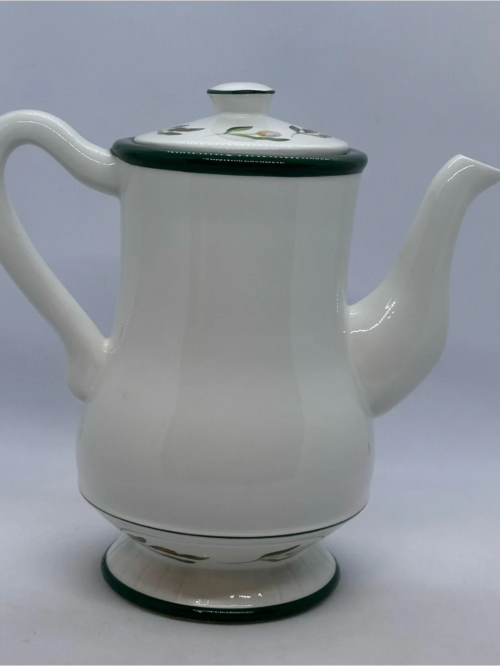 Vintage Flowers Inc. Balloons Hand Painted Magnolia Teapot White Green 8.5